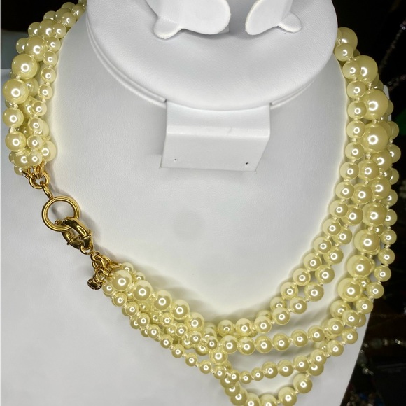 J. Crew Multi-strand Off White Faux Pearl Necklace bundle Brown Faceted Beaded - Picture 13 of 17